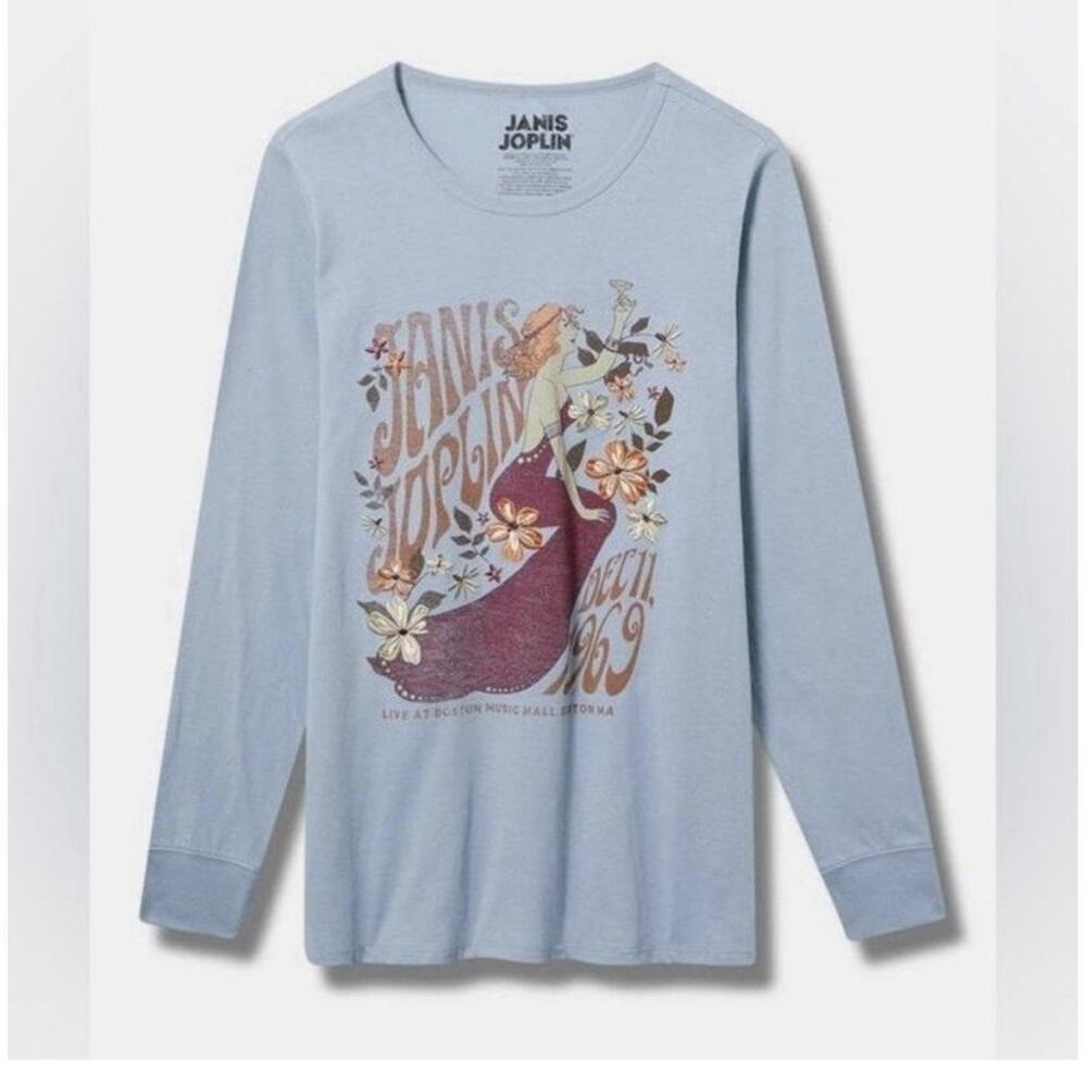 NWT Torrid Janis Joplin Classic Fit Crew Long Sleeve Tee 4X - Picture 1 of 12